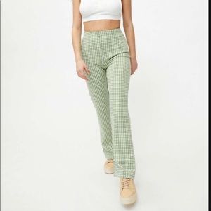 Urban Outfitters Green/White Gingham Flared Pants Size Small